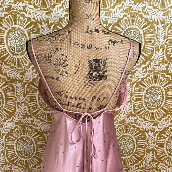 Free People Intimately Easy To Love Satin Slip Midi/Maxi Pink Hearts Dress Sz XS - Picture 10 of 12